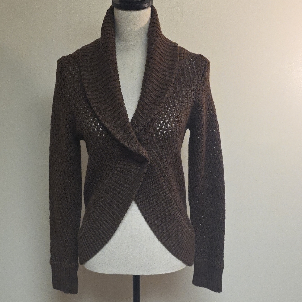 JJ Brown, Brown Open-Knit Women's Sweater #86